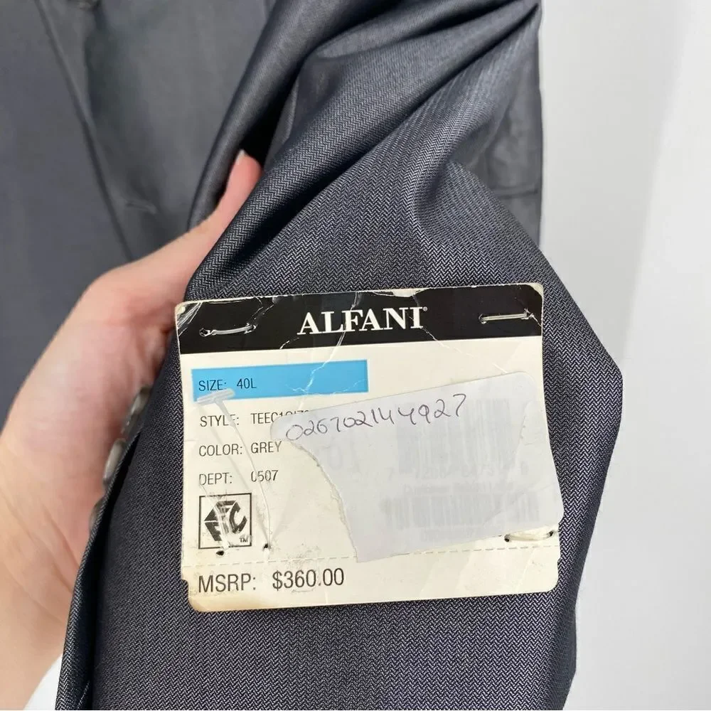 Alfani Men’s Regular Fit Gray 2 Button Suit Jacket size 40L